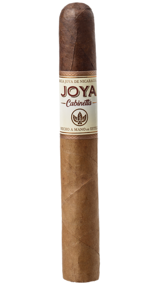 A single Joya De Nicaragua Cabinetta Corona Gorda against a white background.