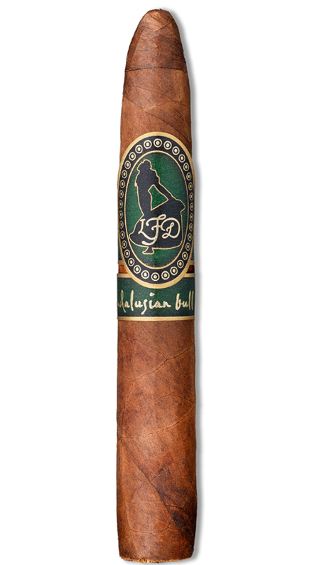 A single La Flor Dominicana Andalusian Bull against a white background