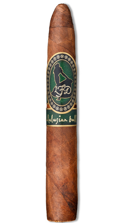 A single La Flor Dominicana Andalusian Bull against a white background