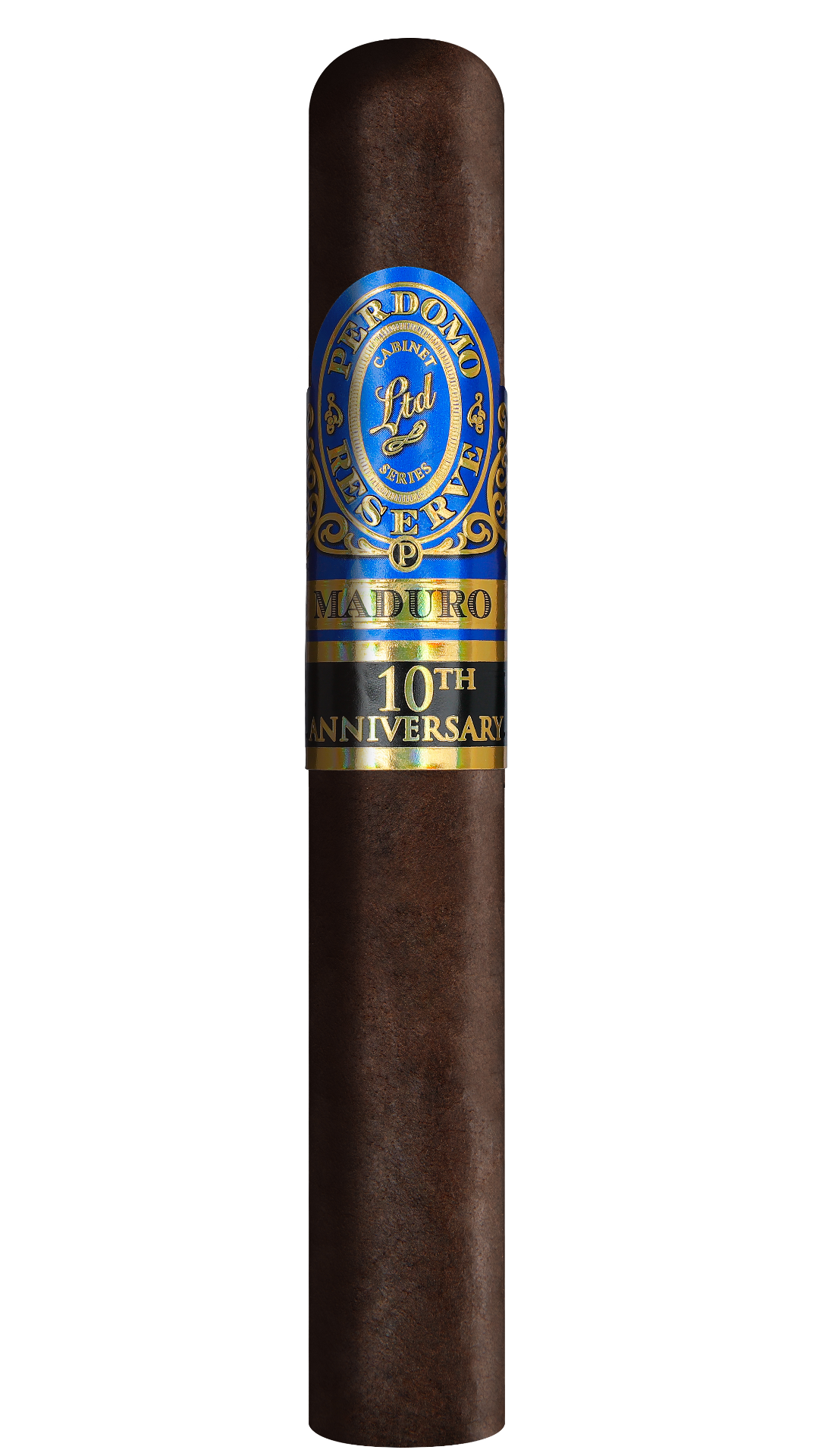 A single Perdomo 10th Anniversary Maduro Epicure on a white background.
