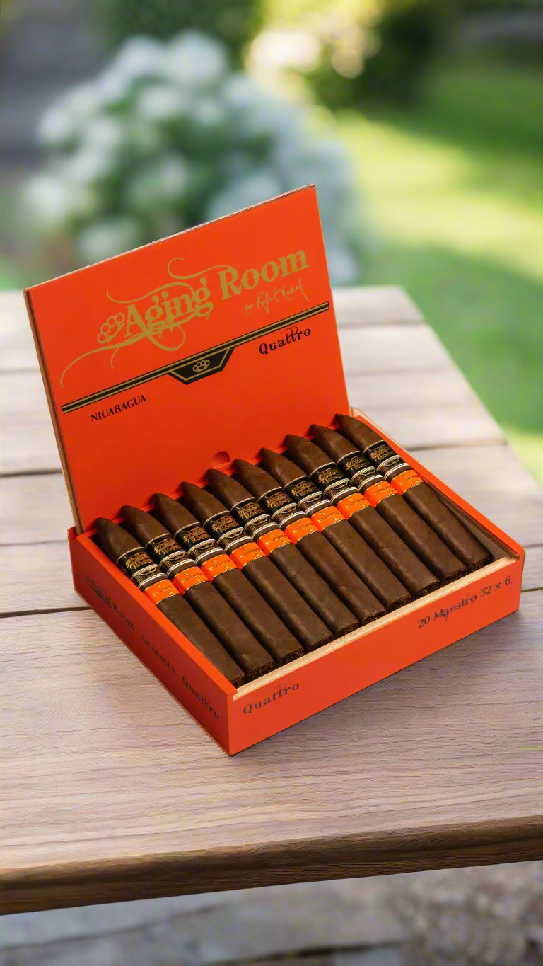 A box of Aging Room Nicaragua Quattro Maestro cigars 