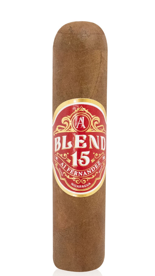 A single Blend 15 Short Robusto cigar against a white background