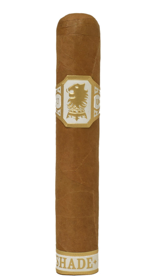 A single Drew Estate Undercrown Shade Robusto cigar against a white background. 