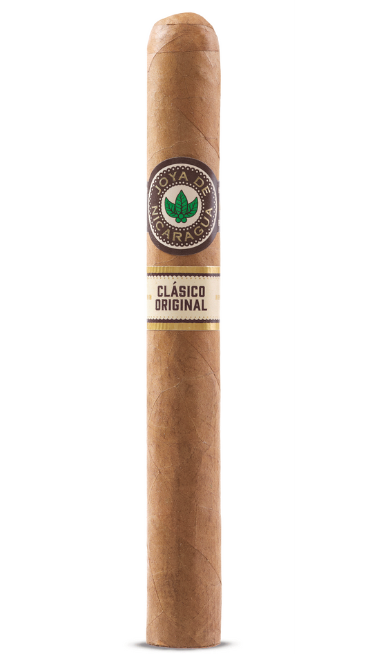 A single Joya De Nicaragua Clasico Seleccion B cigar against a white background.