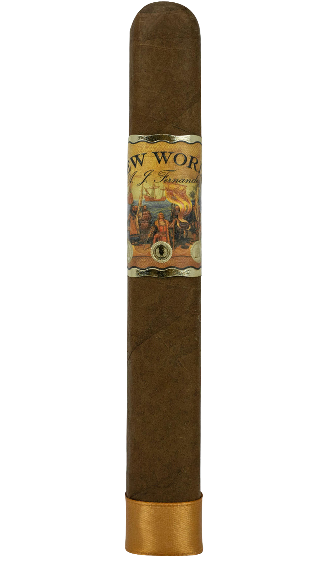 A single A.J. Fernandez New World Dorado cigar against a plain background