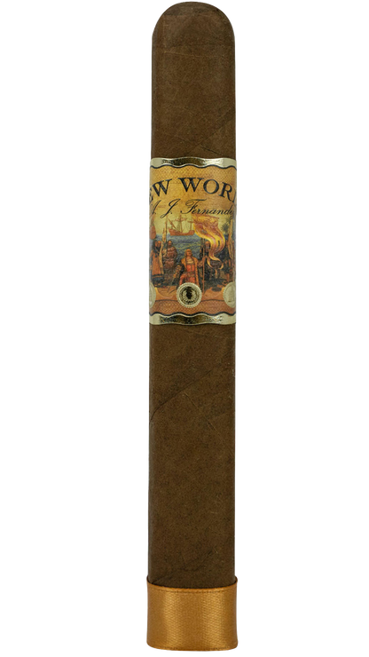 A single A.J. Fernandez New World Dorado cigar against a plain background